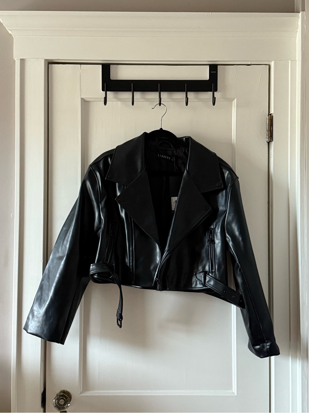 Black Cropped Faux Leather Moto Jacket - Topshop